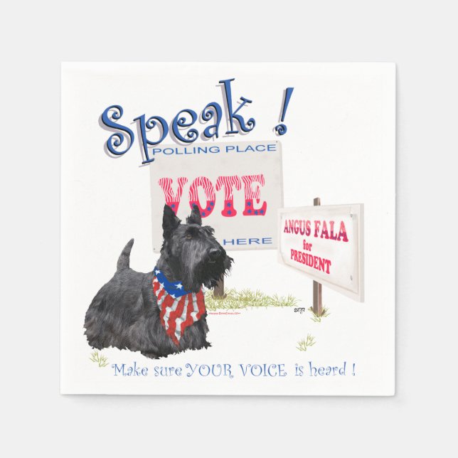 Guardanapo De Papel Scottie Angus Fala para Presidente (Frente)