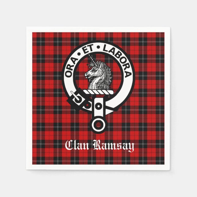 Guardanapo De Papel Scottish Clan Ramsay Crest Crachá & Tartan (Frente)