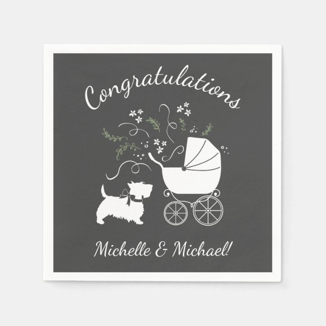 Guardanapo De Papel Scotty Dog Chá de fraldas (Frente)