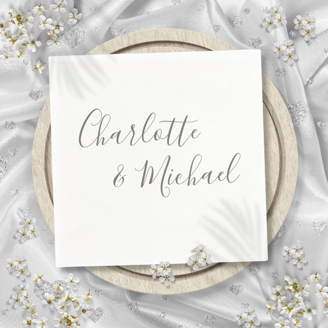 Guardanapo De Papel Script de Assinatura de Cinza Moderna Elegante (Elegant Modern Gray Signature Script Napkins)