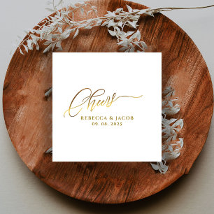 Guardanapo De Papel Script de Caligrafia Elegante Dourada Cheers