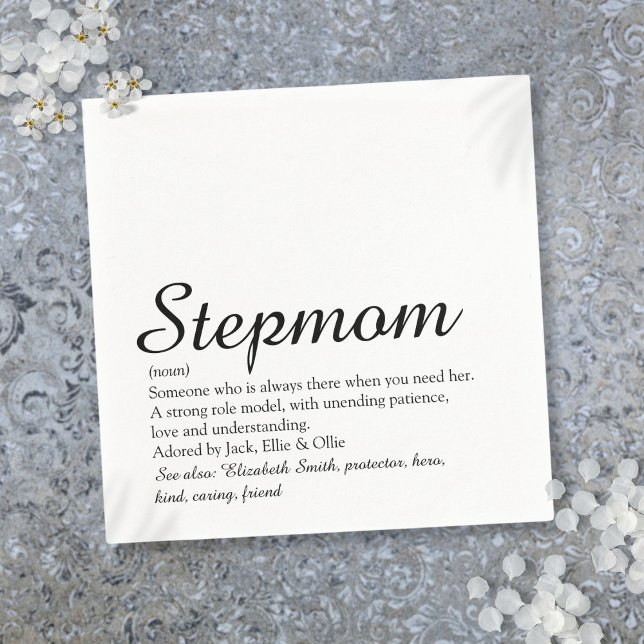 Guardanapo De Papel Script de Definição Stepmma (Stepmom Stepmother Definition Script Napkins)
