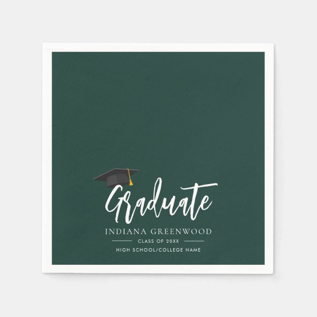 Guardanapo De Papel Script de Formatura de 2026 em Papel Verde (Frente)