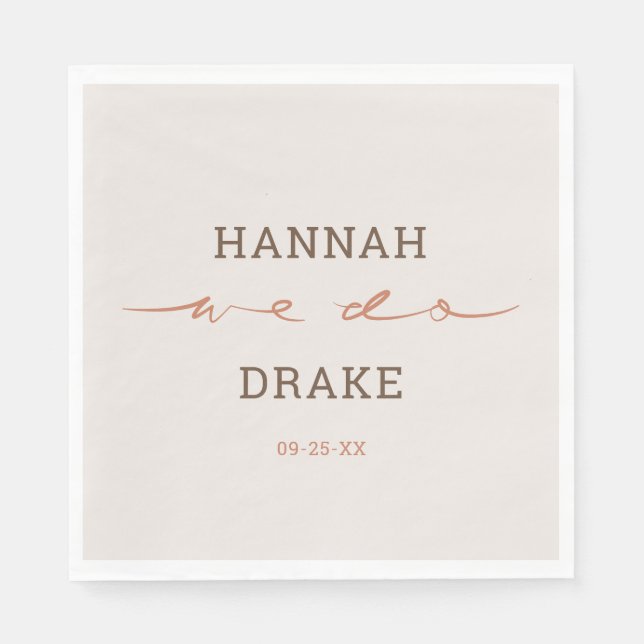 Guardanapo De Papel Script de Letra à Mão para Casamento (Frente)