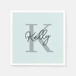 Guardanapo De Papel Script de Monograma Azul Aqua Moderno