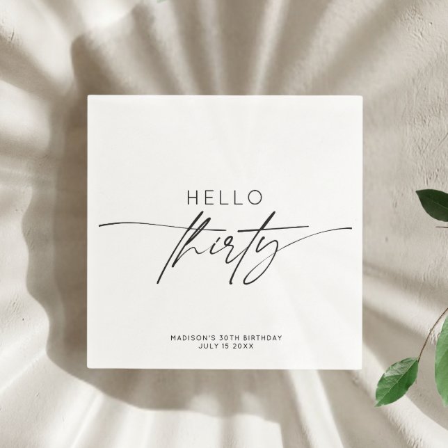 Guardanapo De Papel Script do Partido Modern Hello Trinta aniversário  (Criador carregado)