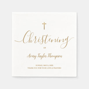 Guardanapo De Papel Script Dourado Cross Christening do SImple