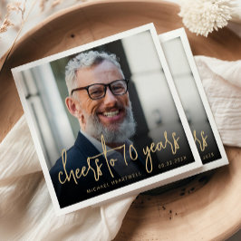 Guardanapo De Papel Script Dourado de saudação de fotos da Festa de an