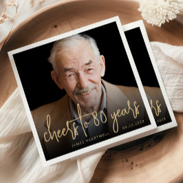 Guardanapo De Papel Script Dourado de saudação de fotos da Festa de an