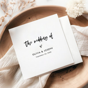 Guardanapo De Papel Script e Coração Casual Chic Casamento