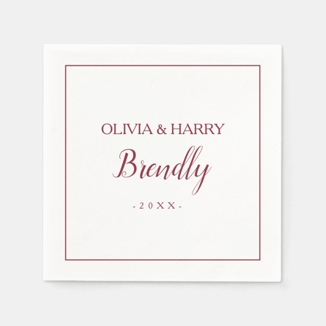 Guardanapo De Papel Script Elegante | Livro Branco Napkin (Frente)
