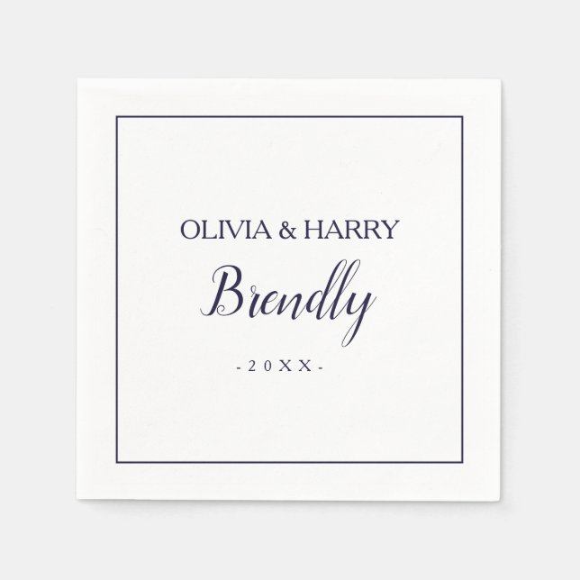 Guardanapo De Papel Script Elegante | Livro Branco Napkin (Frente)