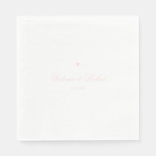 Guardanapo De Papel Script Elegante Personalizado Coração Rosa (Frente)