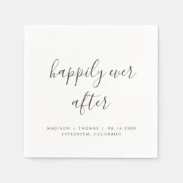 Guardanapo De Papel Script Elegante Simples Feliz Para Sempre Após O C