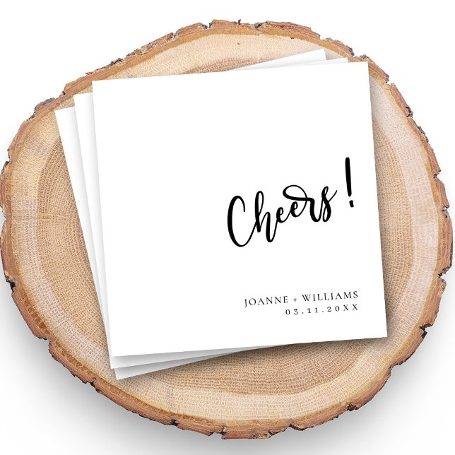 Guardanapo De Papel Script em Negrito Parabéns ao Casamento (Celebrate in Style: Personalized 'Cheers!' Wedding Napkins)