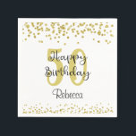 Guardanapo De Papel Script HAPPY 50th BIRTHDAY Name Glitter Dourado<br><div class="desc">Comemore um aniversário de 50 ou qualquer aniversário com esses guardanapos personalizados projetados com o confete dourado e um título de BIRTHDAY HAPPY moderno, chique, personalizado com sua idade e nome ou outro texto. Entre em contato com o designer por meio do Zazzle Chat ou makeitaboutyoustore@gmail.com se você quiser que...</div>