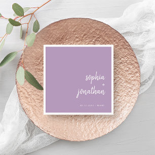 Guardanapo De Papel Script Minimalista Moderno Casamento de Lavanda