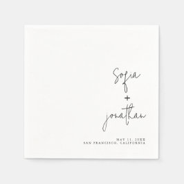 Guardanapo De Papel Script Minimalista Moderno | Casamento Negro e Bra