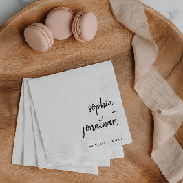 Guardanapo De Papel Script Minimalista Moderno | Casamento Negro e Bra