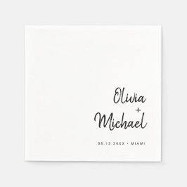 Guardanapo De Papel Script Minimalista Moderno | Casamento Negro e Bra