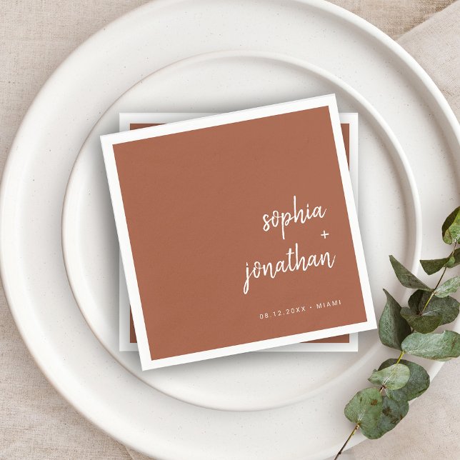 Guardanapo De Papel Script Minimalista Moderno | Terracotta Wedding (Criador carregado)