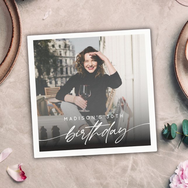 Guardanapo De Papel Script Moderno de Fotografia Mínima de Festa de an (Criador carregado)