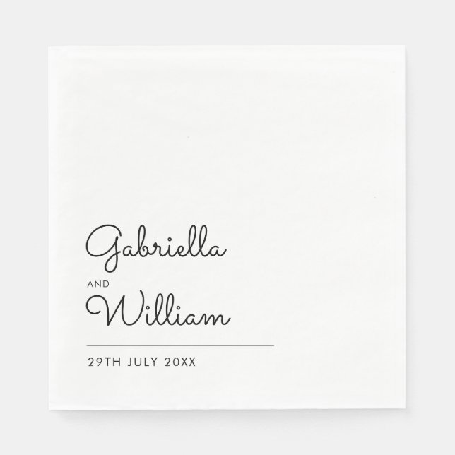 Guardanapo De Papel Script Simples Preto e Branco (Frente)