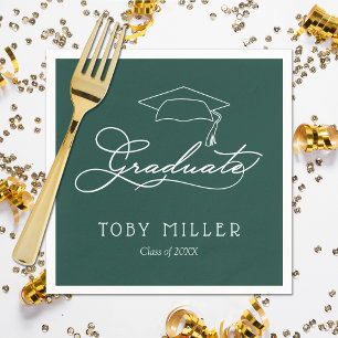 Guardanapo De Papel Scripts Elegantes de Napkins para Graduação Verd