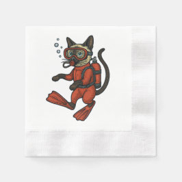 Guardanapo De Papel Scuba Cat is diving  Underwater 