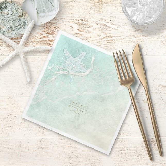 Guardanapo De Papel Sea Foam Beach Wedding Starfish ID837 (Criador carregado)