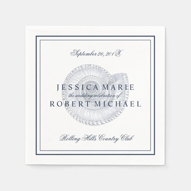 Guardanapo De Papel Sea Shell Beach Reception Custom Napkins (Frente)