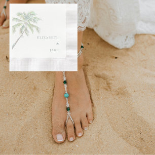 Guardanapo De Papel Seafoam Texto Tropical Foliage Palm Casamento de Á