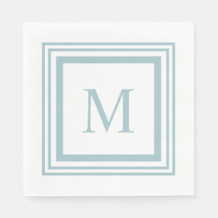 Guardanapo De Papel Seaglass e monograma branco de fronteira quadrada