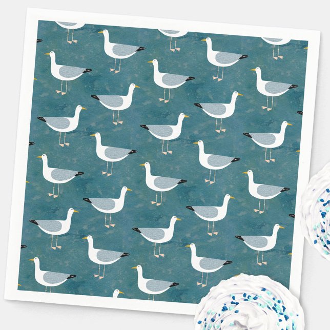 Guardanapo De Papel Seagull (Fun nautical seagull party paper napkins)