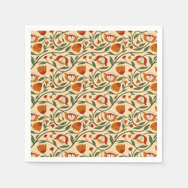 Guardanapo De Papel Seamless floral pattern in beige background (Frente)
