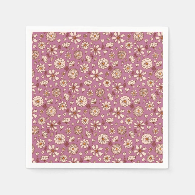Guardanapo De Papel Seamless Floral pattern maroon (Frente)