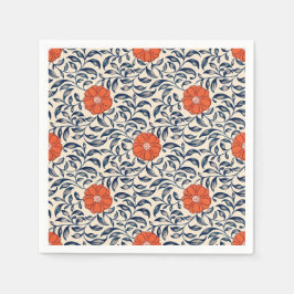Guardanapo De Papel Seamless floral pattern with vibrant orange flower