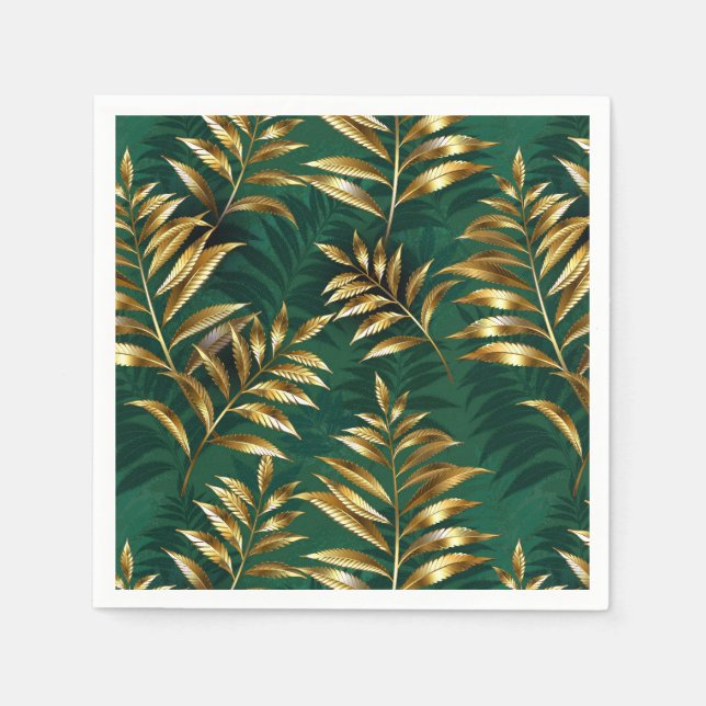 Guardanapo De Papel Seamless pattern with golden ferns (Frente)