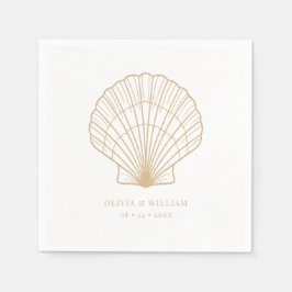 Guardanapo De Papel Seashell Beach Sand Beige Wedding