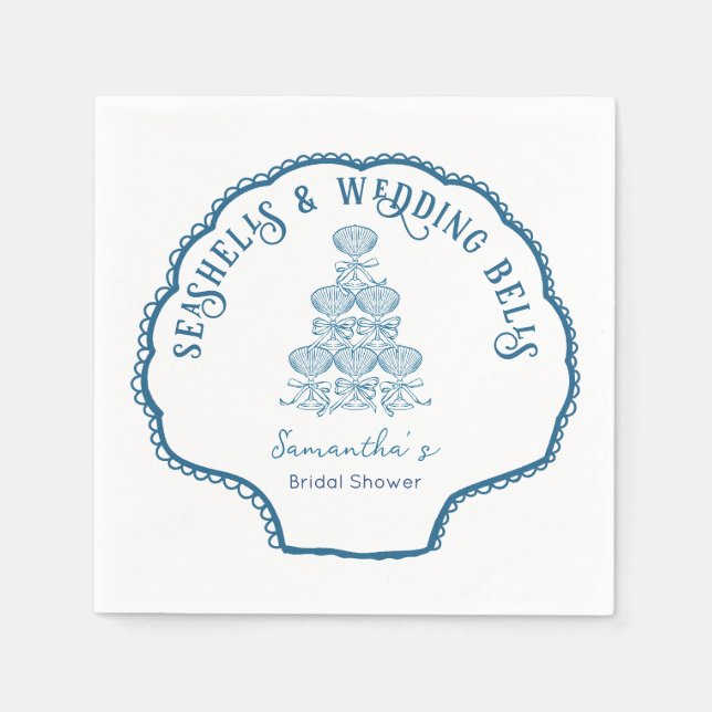 Guardanapo De Papel Seashells & Wedding Bells Bachelorette Party (Frente)