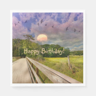 Guardanapo De Papel  Seashore Marsh Sunset Birthday