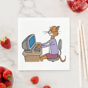 Guardanapo De Papel Secretário Engraçado Cat Cartoon Office Humor