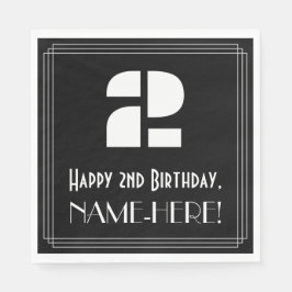 Guardanapo De Papel segundo aniversário: Art Deco Inspira "2" + Nome