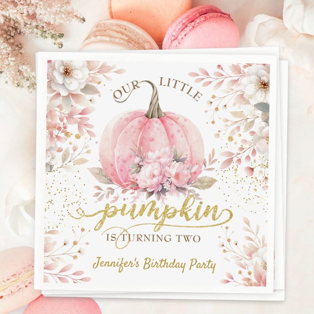 Guardanapo De Papel segundo aniversário de abóbora de Rosa Dourado (Criador carregado)