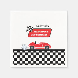 Guardanapo De Papel Segundo aniversário de corridas de automóveis verm