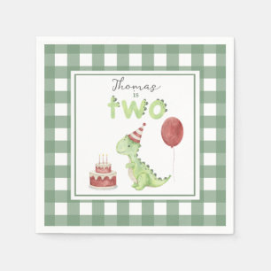 Guardanapo De Papel Segundo aniversário de Dinossauro de Aquarela