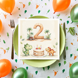Guardanapo De Papel Segundo aniversário Dinossauro Dois Rex