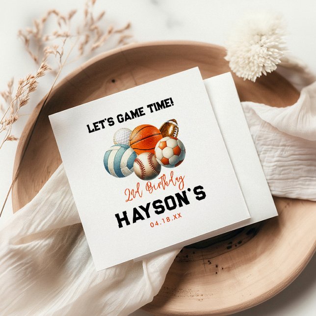 Guardanapo De Papel Segundo aniversário para Crianças de Esportes Mode (Criador carregado)