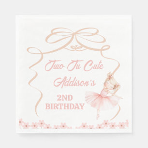 Guardanapo De Papel Segundo aniversário Quente Rosa Ballerina Dois Tu