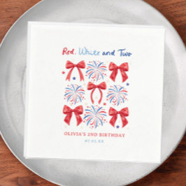 Guardanapo De Papel Segundo aniversário Red White e Duas de julho